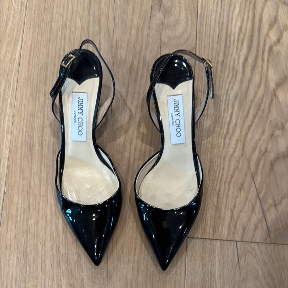 Jimmy Choo Black Patent Leather Women's Shoes sz 38 1/2
